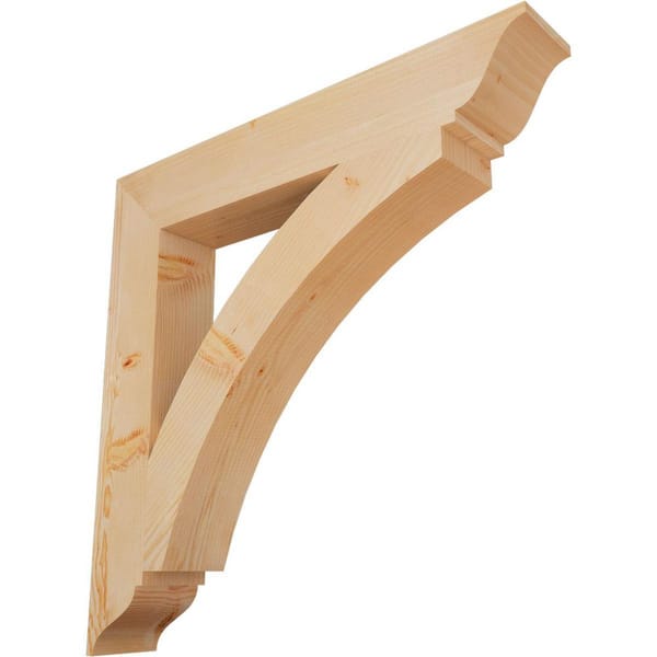 Ekena Millwork 5.5 in. x 38 in. x 38 in. Douglas Fir Thorton Traditional Smooth Bracket