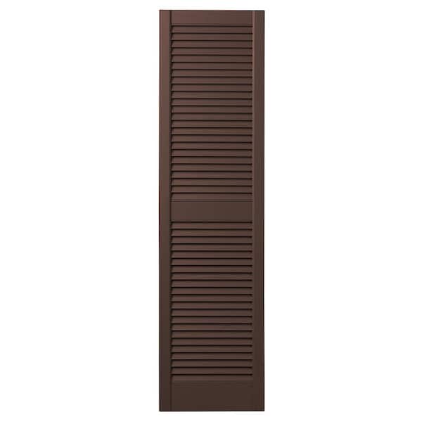 Ply Gem 12 in. x 59 in. Open Louvered Polypropylene Shutters Pair in Terra Brown