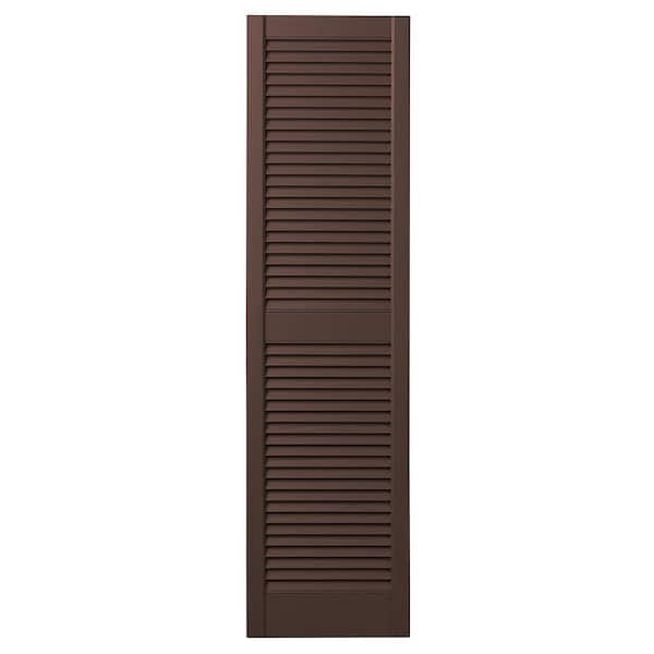 Ply Gem 15 in. x 51 in. Open Louvered Polypropylene Shutters Pair in Terra Brown
