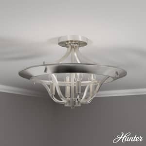 Perch Point 18 in. 4-Light Brushed Nickel Semi-Flush Mount