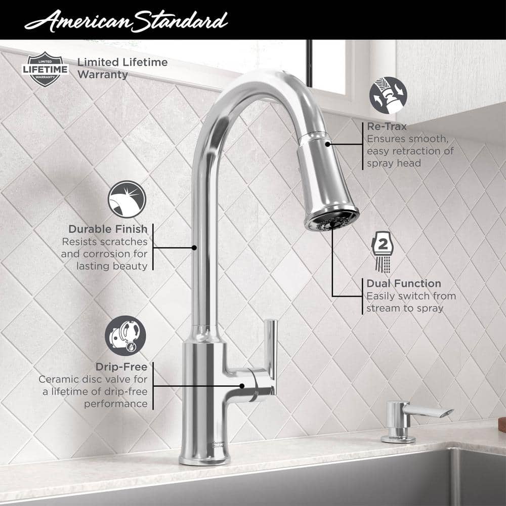 Chrome Transitional Kitchen Faucet with Pull-Down Sprayer