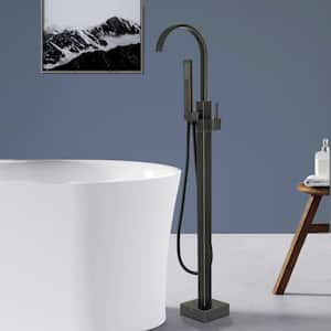 Single-Handle Classical Freestanding Tub Faucet with Hand Shower in Venetian Bronze