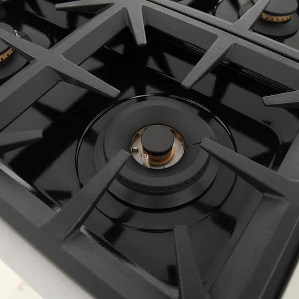 Kucht Professional 48 in. Natural Gas Range Top in Stainless Steel and  Royal Blue Knobs with 7 Burners KFX489T-B - The Home Depot