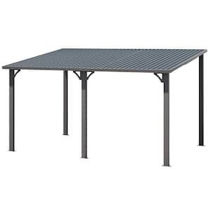 14 ft. x 10 ft. Hardtop Gazebo Dark Gray Lean to Metal Patio Cover