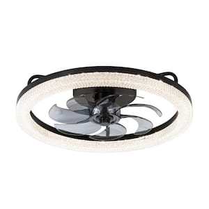 20 in. Black Integrated LED Color Changing Flush Mount With Frosted Acrylic Shade and Remote