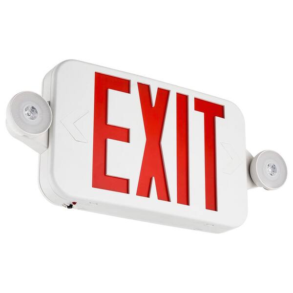 15 Watt Equivalent 120 Volt Integrated LED with Battery Backup Adjustable Emergency Light White Exit Sign