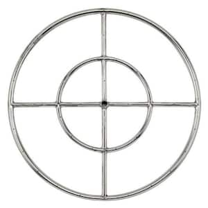 24 in. Dual-Ring 304. Stainless Steel Fire Pit Ring Burner, 1/2 in. Inlet