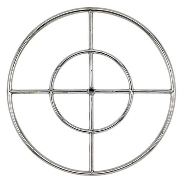 American Fire Glass 24 in. Dual-Ring 304. Stainless Steel Fire Pit Ring Burner, 1/2 in. Inlet