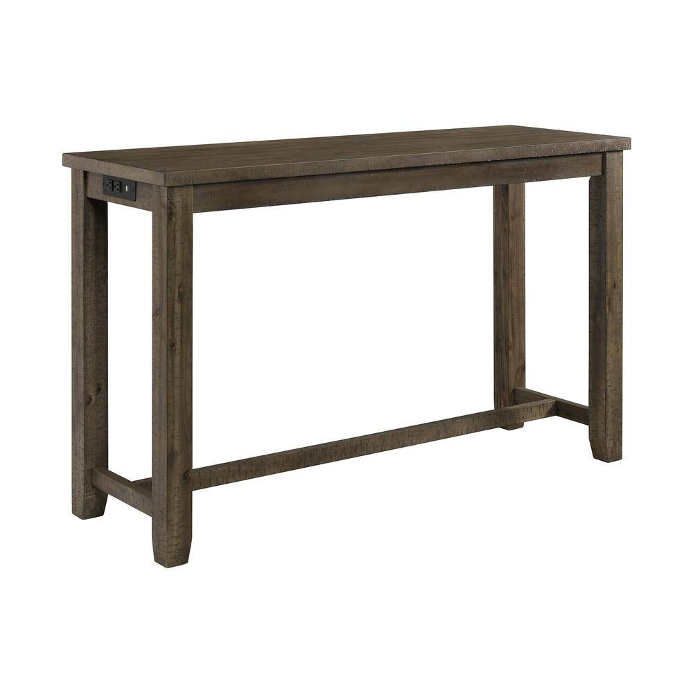 Gray Transitional Rectangular Pub Table Set with 4 Chairs