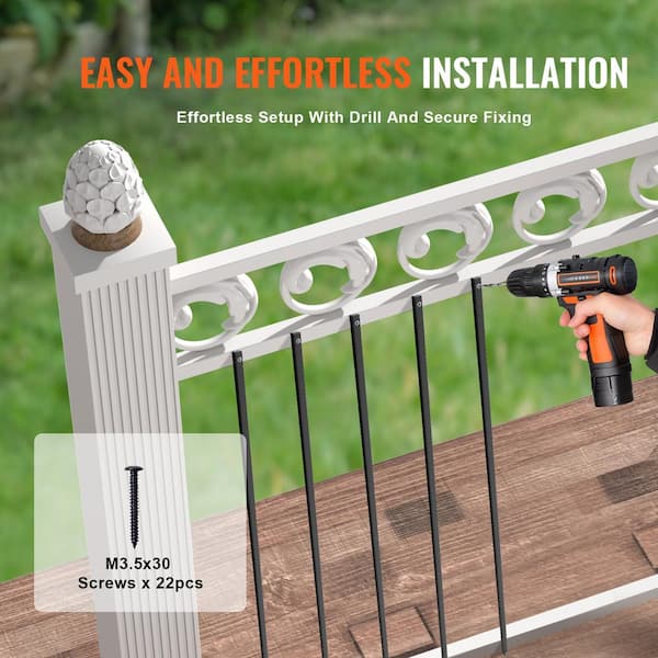 VEVOR Staircase Balusters 44.02 in. H x 0.51 in. W Square Black Aluminum Alloy Stair Railing Kit Deck Baluster (11-Pack)