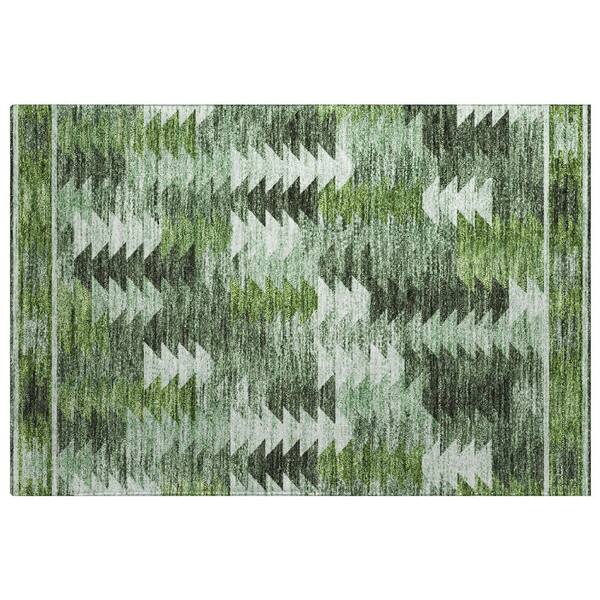 Dream Shag Premium Machine Washable Abstract ADS798 Olive 3 ft. x 4 ft. Area Rug
