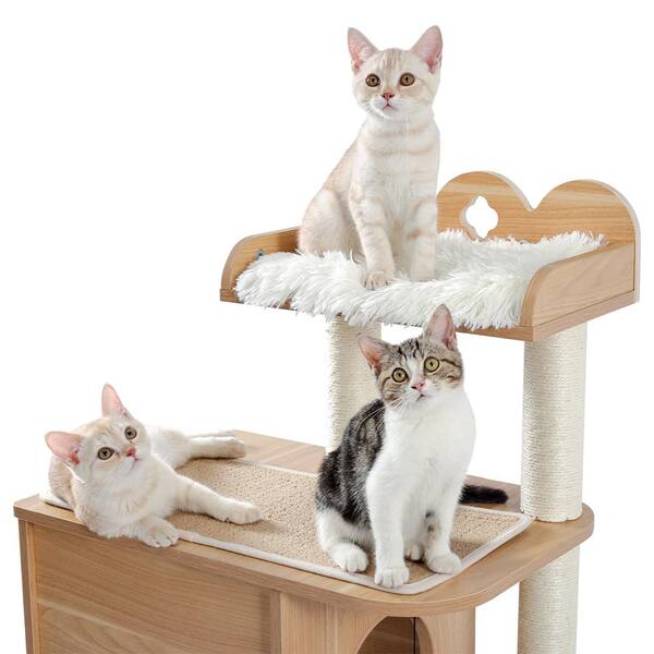 Foobrues 47.20 in. H Multi Level MDF Pet Cats Scratching Posts and