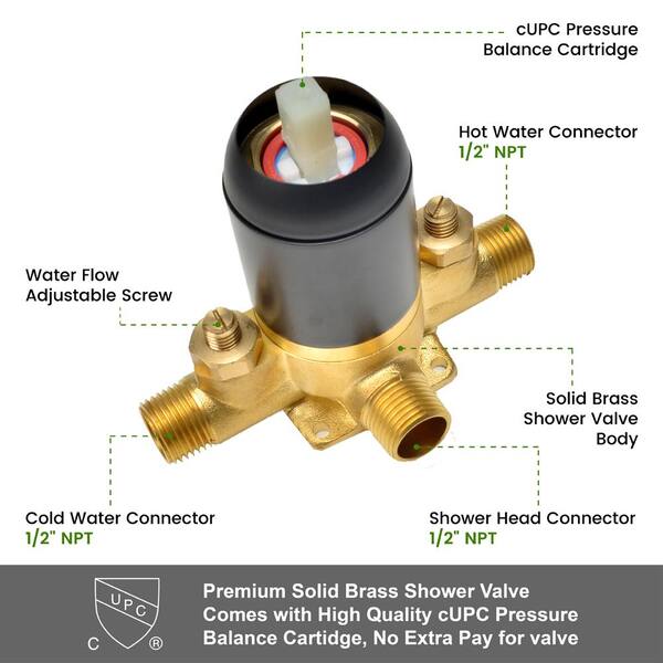UKISHIRO AUE Single-Handle 1-Spray 1.8 GPM High Pressure Shower 