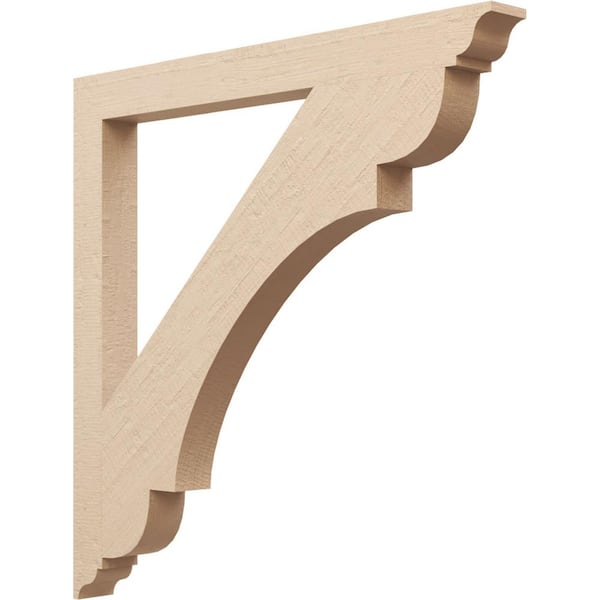 Ekena Millwork 3.5 in. x 40 in. x 40 in. Olympic Traditional Rough Cedar Woodgrain Timberthane Polyurethane Bracket, Primed Tan