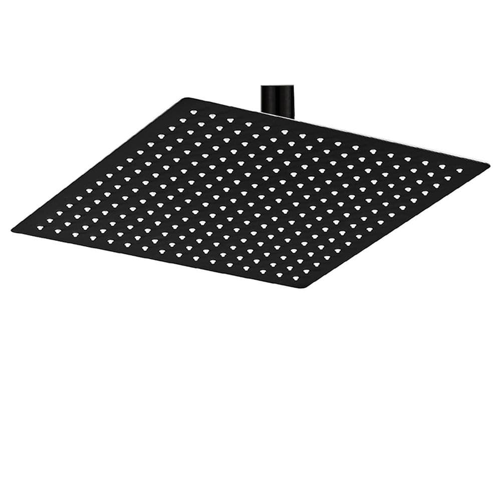 1-Piece 12 in. Square Stainless Steel High Pressure Rain Shower Head with Silicone Nozzle, Mounting Hardware in Black price history on PriceWatchPro