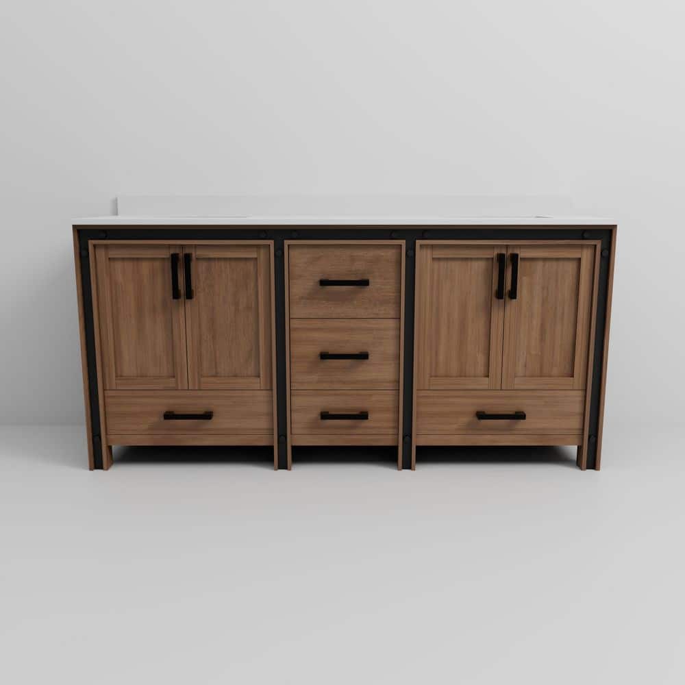 Rustic Barnwood 72" Double Vanity with Cultured Marble Top