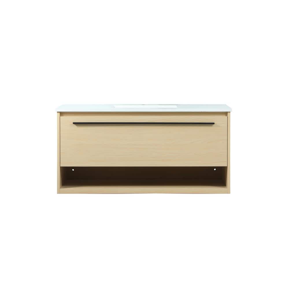 Simply Living 40 in. Single Bathroom Vanity in maple with Quartz Vanity Top