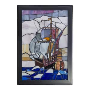 Sailboat 18 in. Wall Art Decor with Hand Rolled Art Glass Style