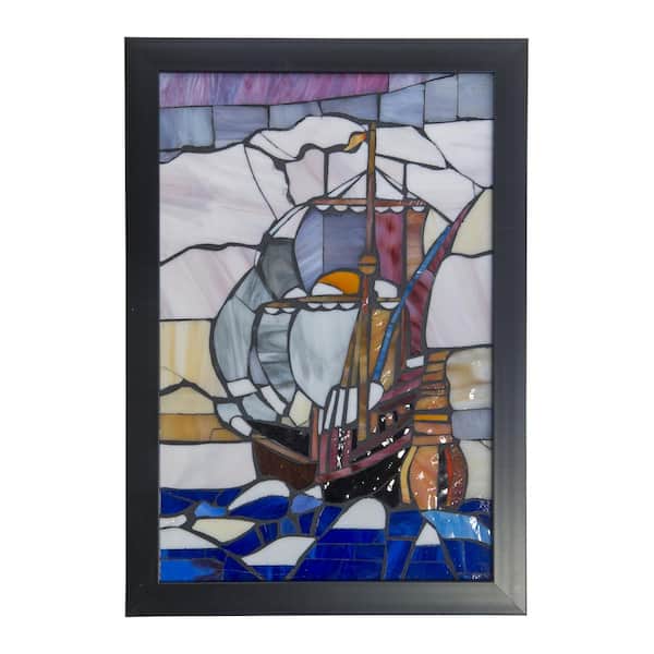 Dale Tiffany Sailboat 18 in. Wall Art Decor with Hand Rolled Art Glass Style