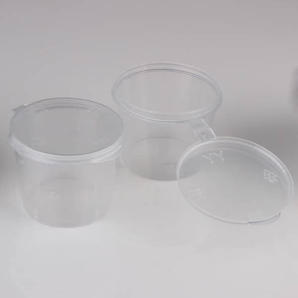 Clear Plastic Portion Cups with Attached Lids for Food Storage and Condiments, Disposable, 1 oz, 100 Pack