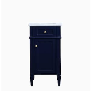 Timeless Home 18 in. W x 19 in. D x 35 in. H Single Bathroom Vanity in Blue with White Marble Top and White Basin