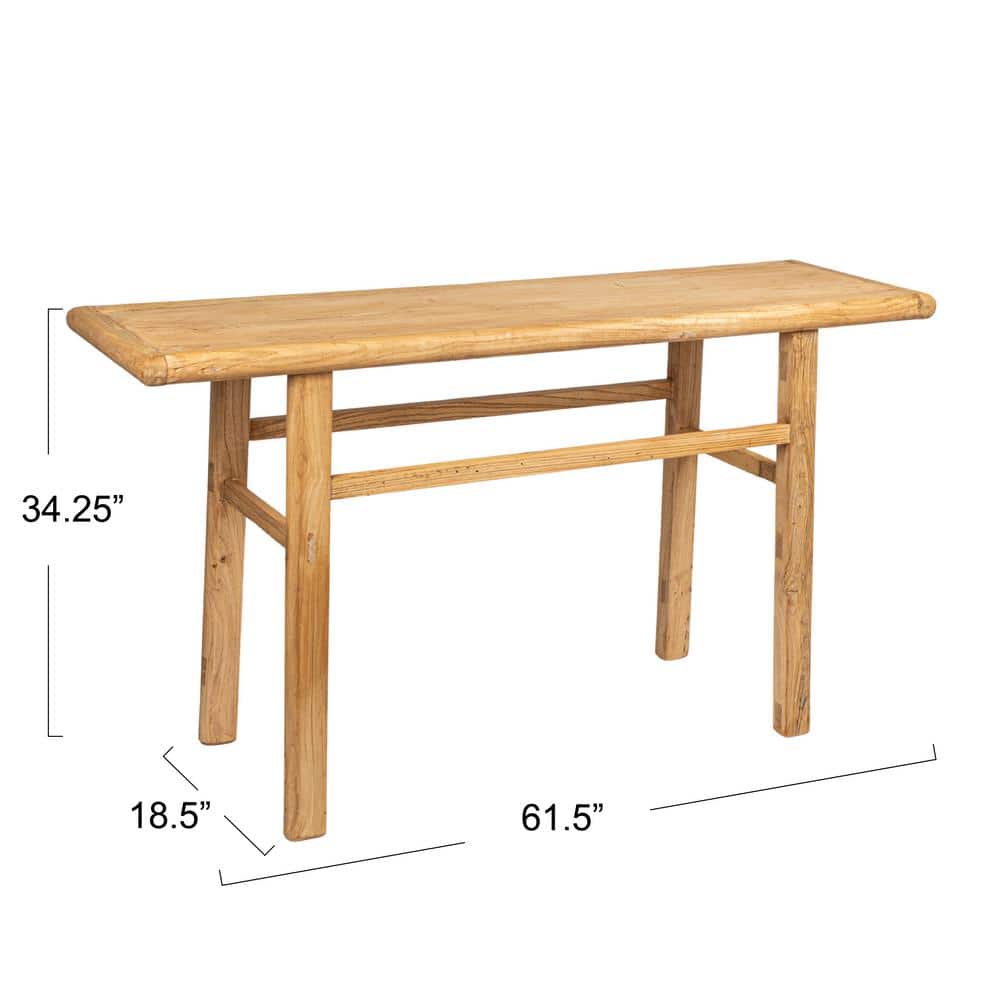 Reclaimed Elm Wood Console Table with Natural Finish