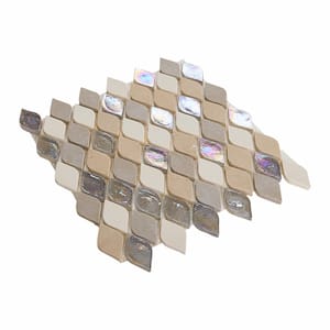 Premier Elegance Beige 12 in. x 13-3/4 in. x 8 mm Glass and Limestone Resin Mosaic Wall Tile (0.82 sq. ft./Each)