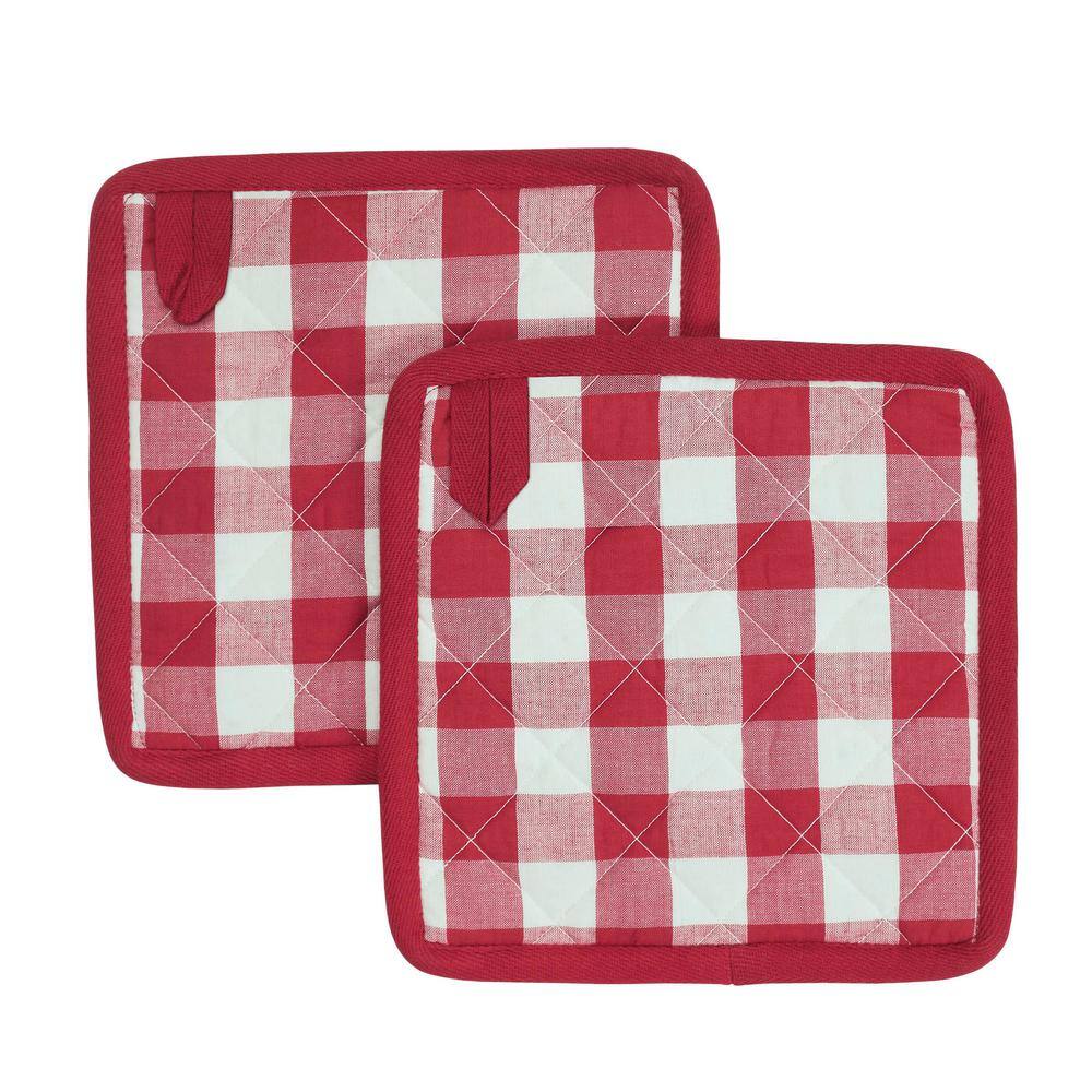 Annie Buffalo Check Red and White Cotton Pot Holder Set