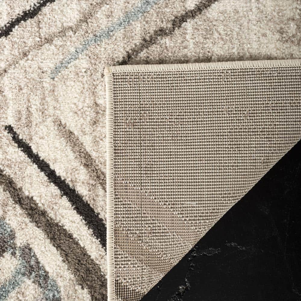 Round Multicolor Geometric Synthetic 36" Easy Care Area Rug