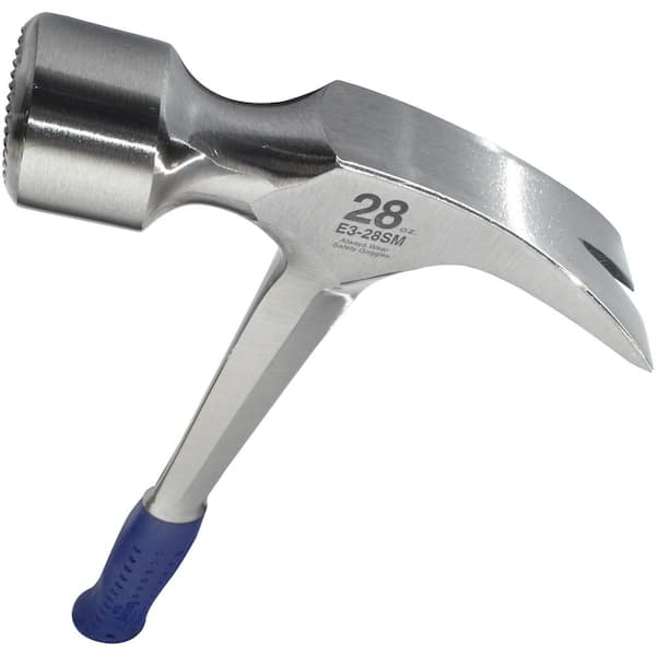 ESTWING Framing Hammer 28 Oz Long Handle Straight Rip Claw With Milled Face  Shock Reduction Grip E3-28SM