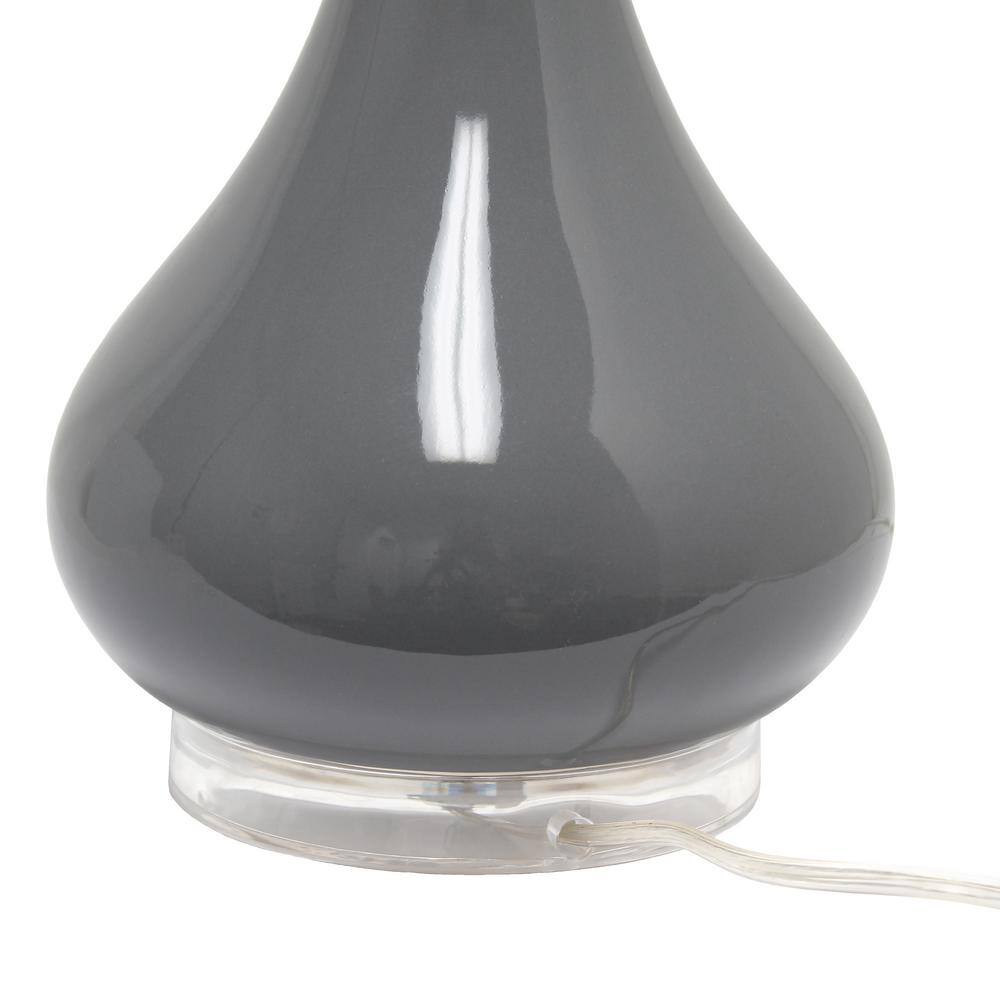 Gray Ceramic Teardrop Table Lamp with White Cotton Shade