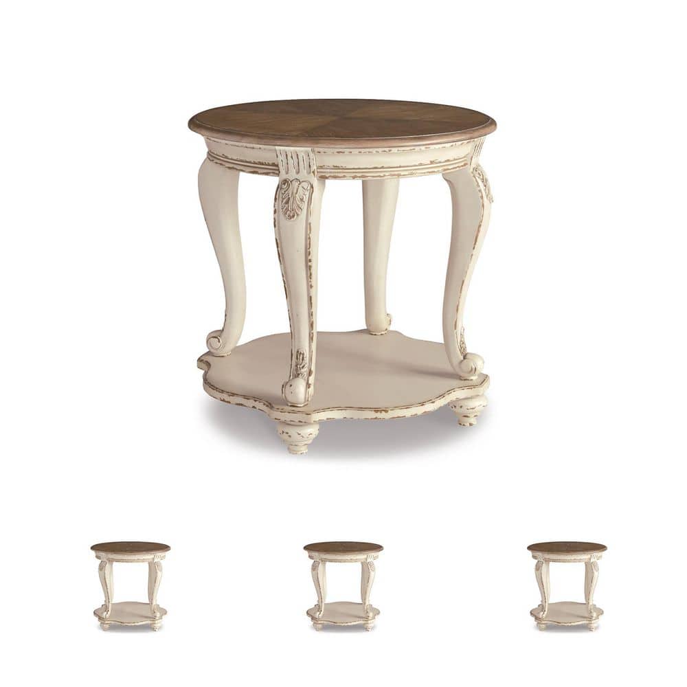 Realyn 26 in. 2-Toned Round Wood End Table (NO TEST)