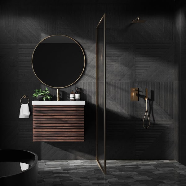 Luxury Ribbed Charcoal 23.62 in. x 47.24 in. Matte Porcelain Wall (15.49 sq. Ft./Case)