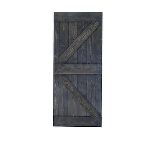 K Style 38 in. x 84 in. Carbon Gray Finished Solid Wood Sliding Barn Door Slab - Hardware Kit Not Included