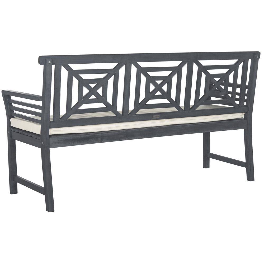 Del Mar Ash Grey 3-Seat Outdoor Bench with Beige Cushion