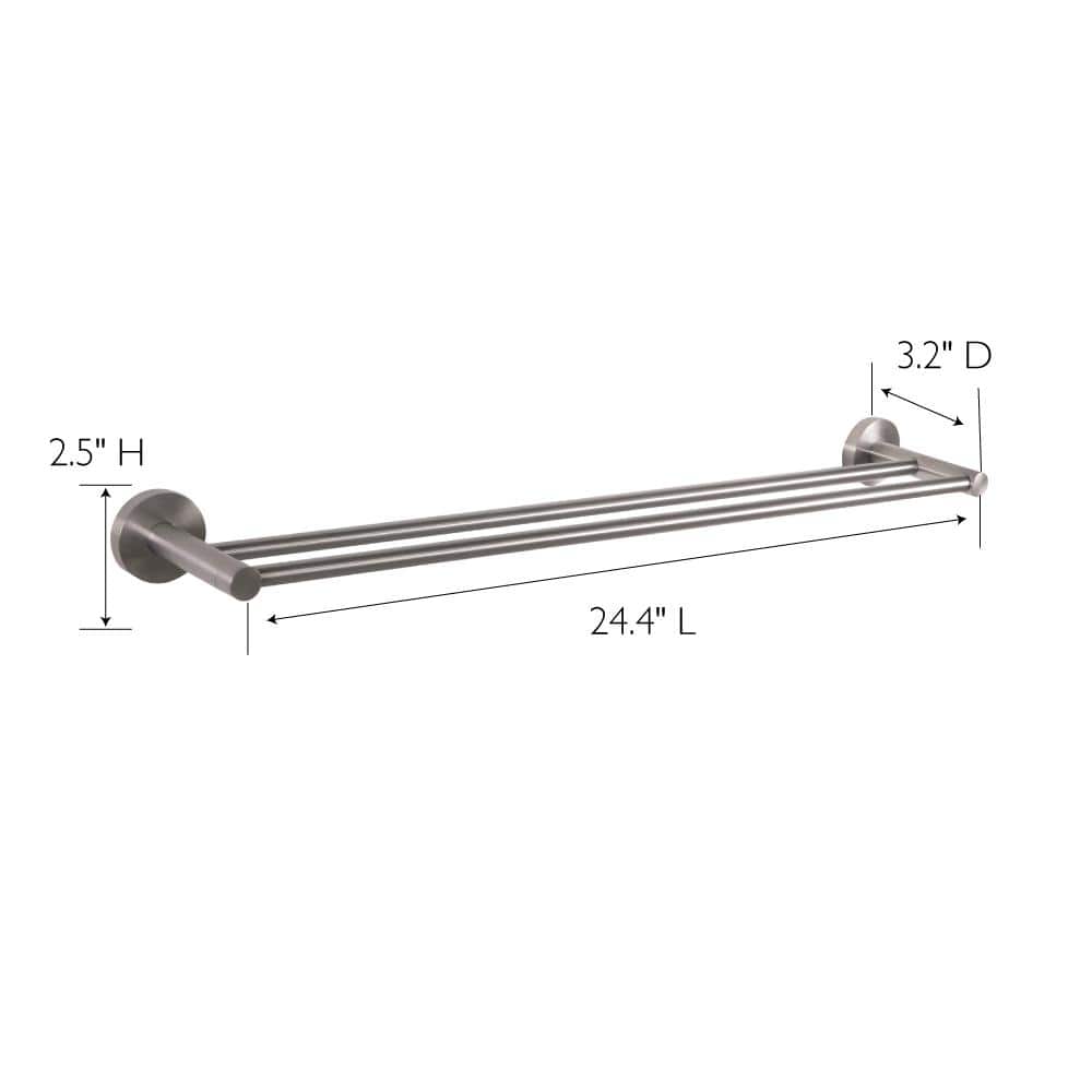 Kelton 24" Satin Nickel Wall Mounted Double Towel Bar