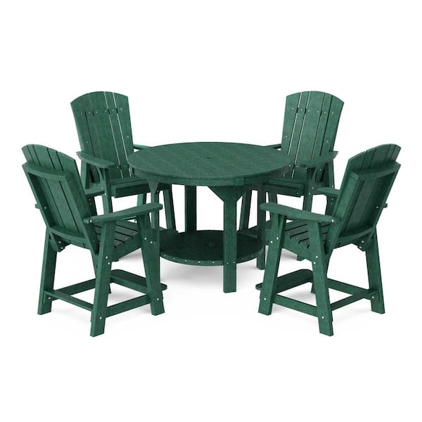 Wildridge Heritage 5-Piece Turf Green HDPE Plastic Outdoor Patio 48 in. Counter Set