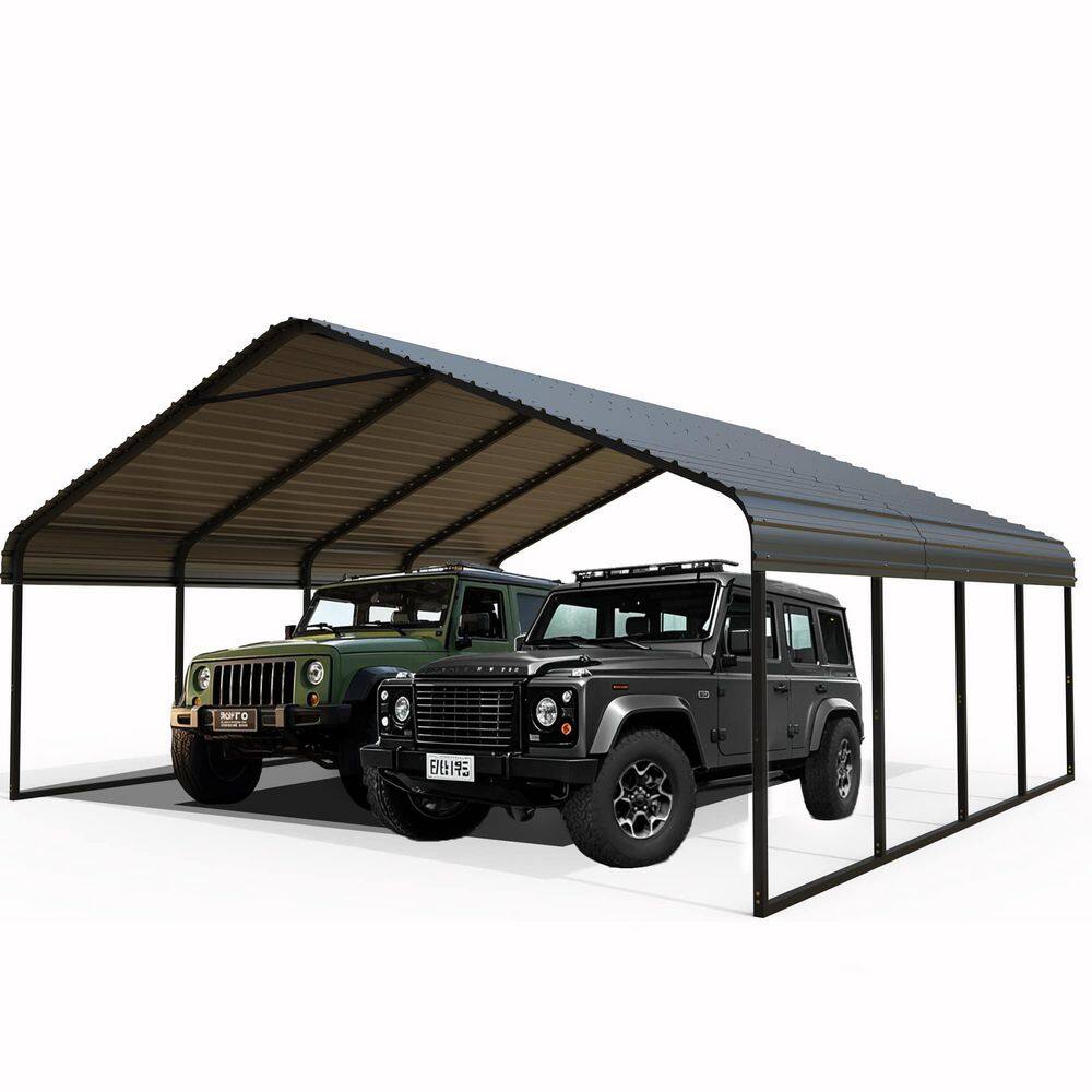 20 ft x 20 ft Carport Canopy Shelter with Roof-Outdoor Vehicle, Boat ...