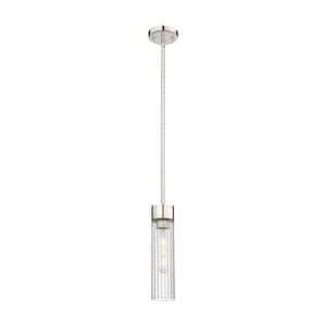 Empire 100-Watt 1 Light Polished Nickel Shaded Pendant Light with Clear glass Clear Glass Shade