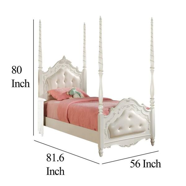 Benjara Ziva White Wood Frame Full Platform Bed with