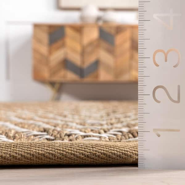 Meara Geometric Beige 4 ft. x 6 ft. Striped Seagrass Farmhouse Area Rug