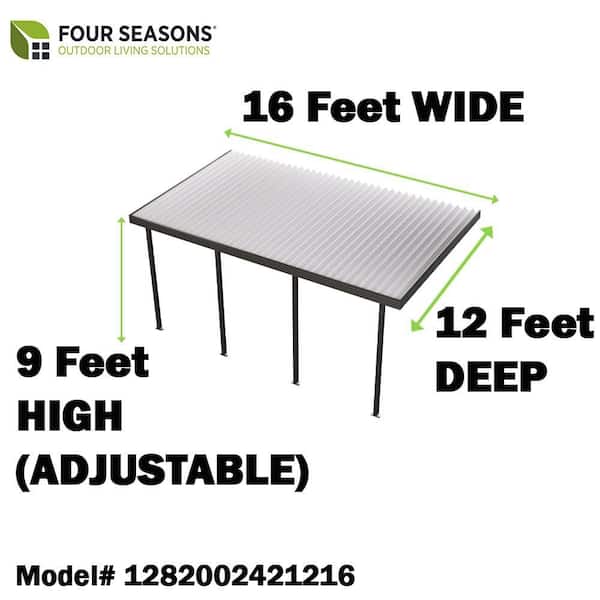 16 ft. x 12 ft. Dark Bronze Aluminum Frame White Roof Carport, 20 lbs. Snow Load