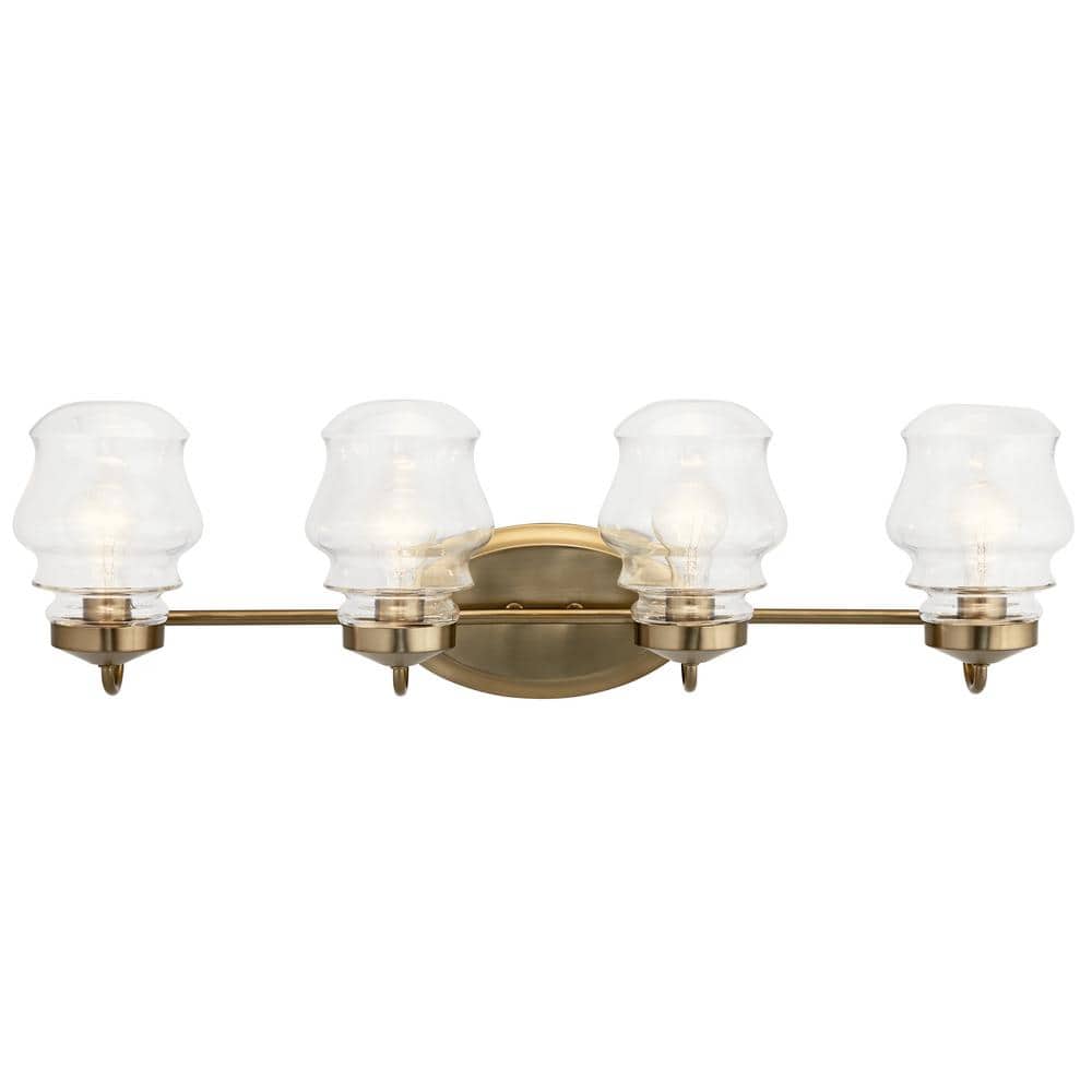 Janiel 33.25" 4-Light Polished Nickel Vanity Light with Clear Glass Shades