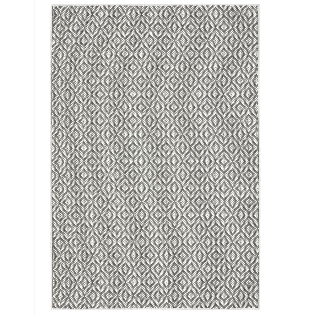 Gray and Cream Diamond Pattern Indoor/Outdoor Rug 8' x 10'