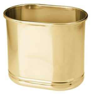 Small Metal Oval 2.5 Gal. Trash Can Decorative Wastebasket in Soft Brass