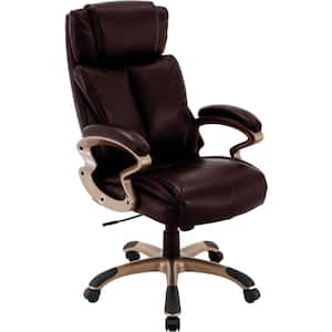 Atlas Brown Executive Office Chair with Upholstered Faux-Leather Seat and Copper-Wheeled Base
