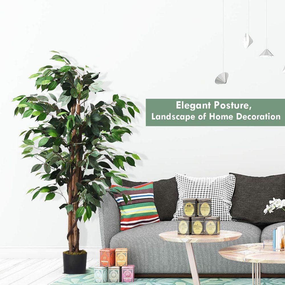 4 ft. Green Artificial Indoor and Outdoor Ficus Silk Tree in Pot price history on PriceWatchPro