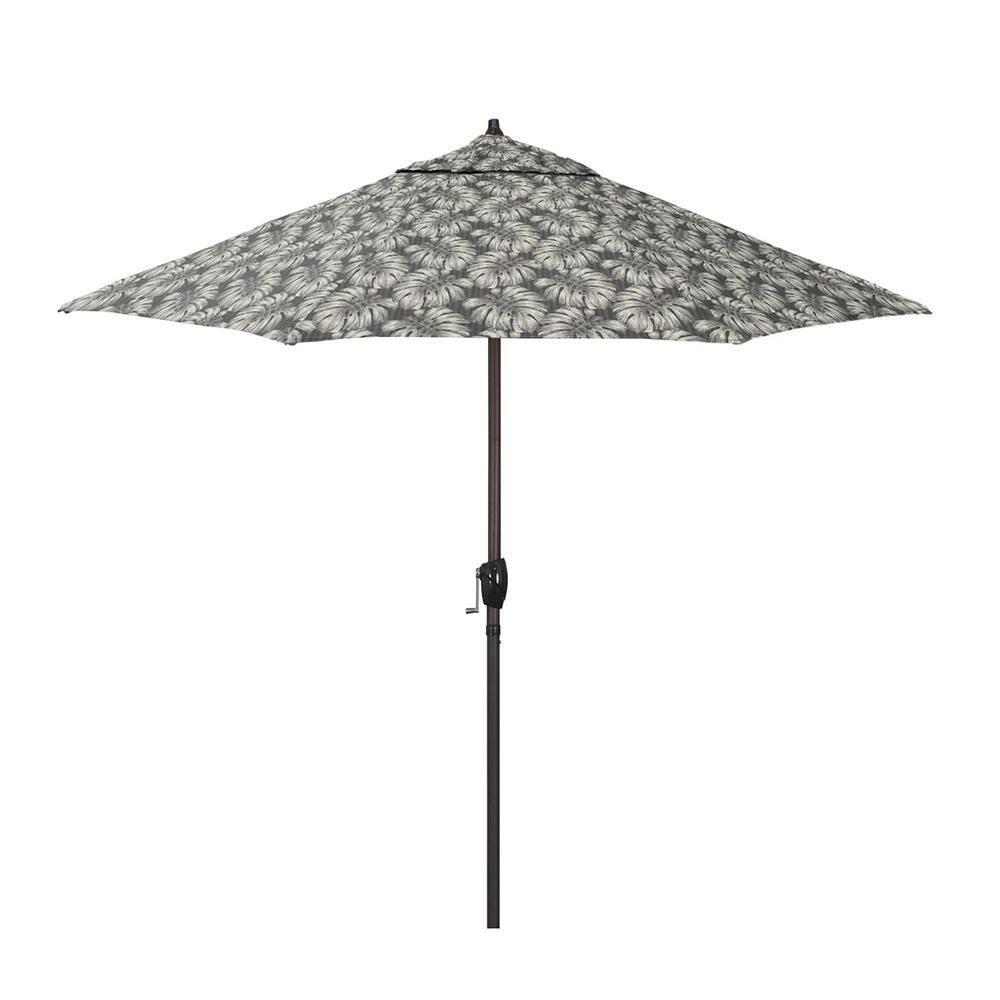 9 ft. Bronze Aluminum Market Patio Umbrella with Crank Lift and Autotilt in Palm Graphite Pacifica Premium price history on PriceWatchPro