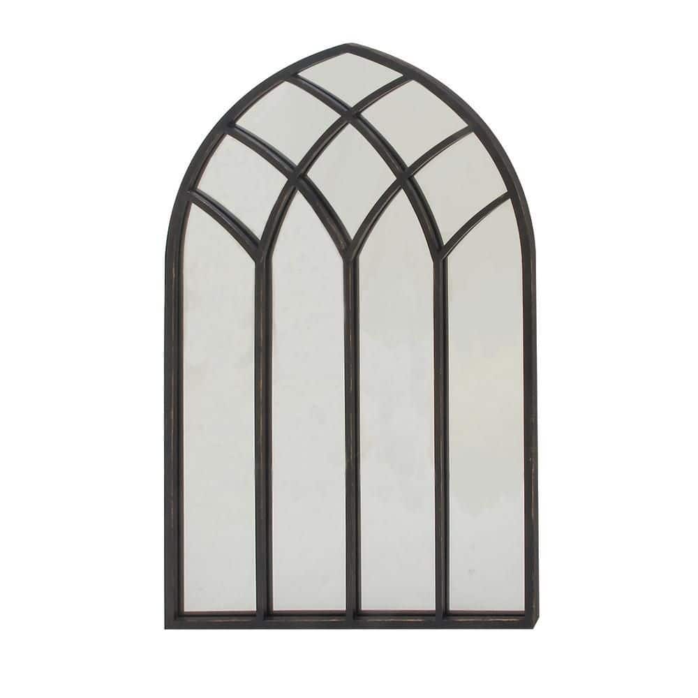 Black Arched Windowpane Full Length Wall Mirror