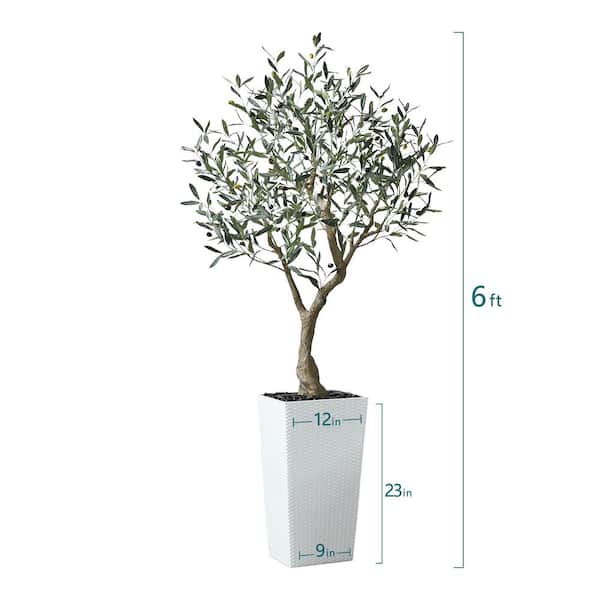 DR.Planzen 6 ft.Artificial Olive Tree UV Resistant with White Tall